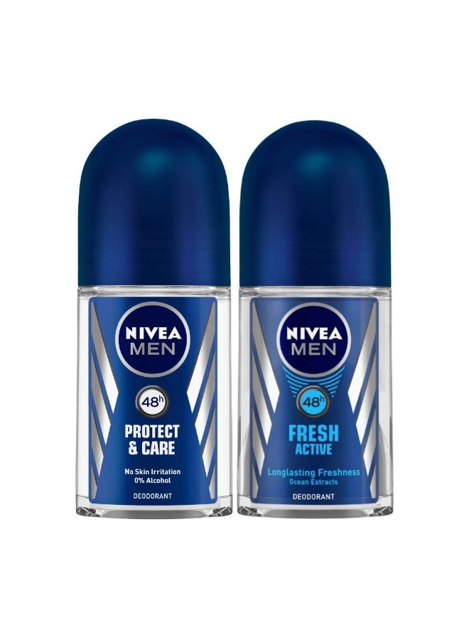 Nivea Men Protect & Care #411 Fresh Scent Deodorant Roll On - (50 Ml, Pack Of 2) - Image 3